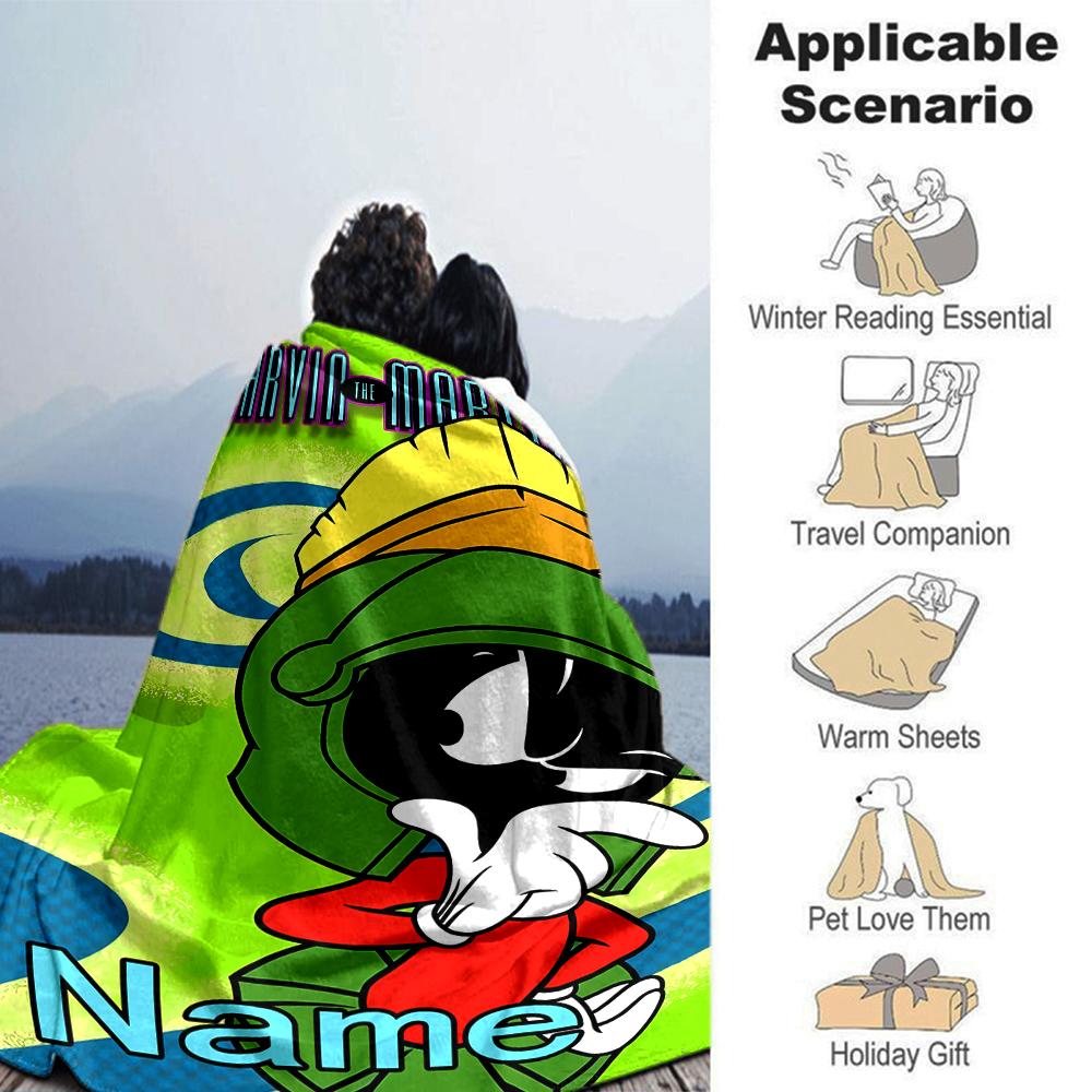 Customiz Name Personality Marvin the Martian Blanket Soft &Warm Sofa Office Bed Travel Lunch Break Blanket, Gift Suitable All Seasons