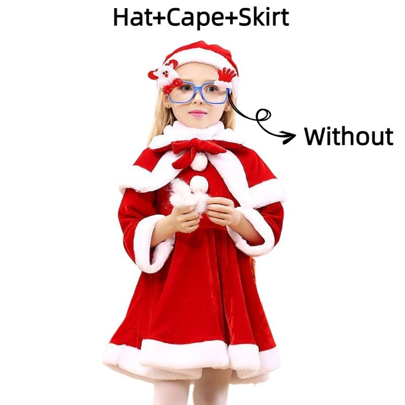 Christmas Attire For Children Vibrant Red Santa Costume With Plush Fabric