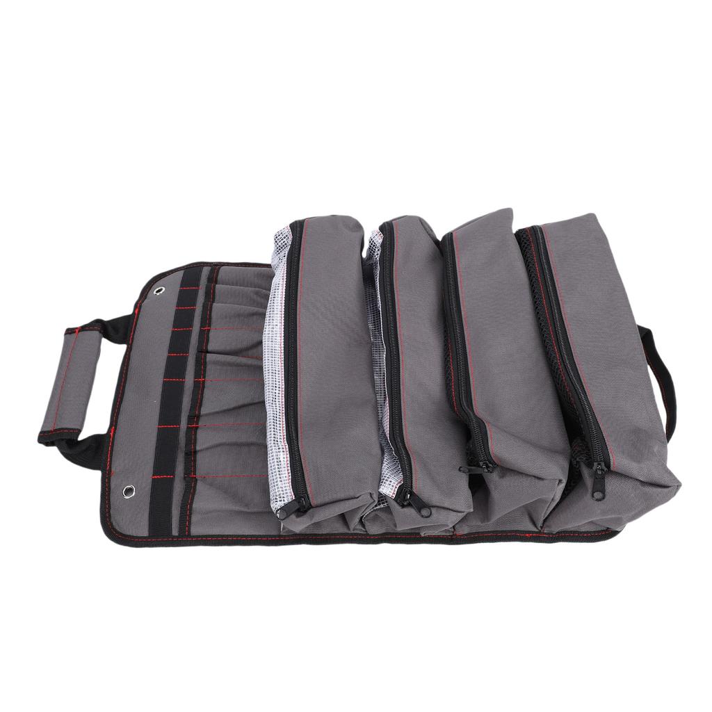 Roll Up Tool Bag for Electrician Carpenter Multiple Pockets Portable Storage Pouch Thickened Water Proof Oxford Cloth