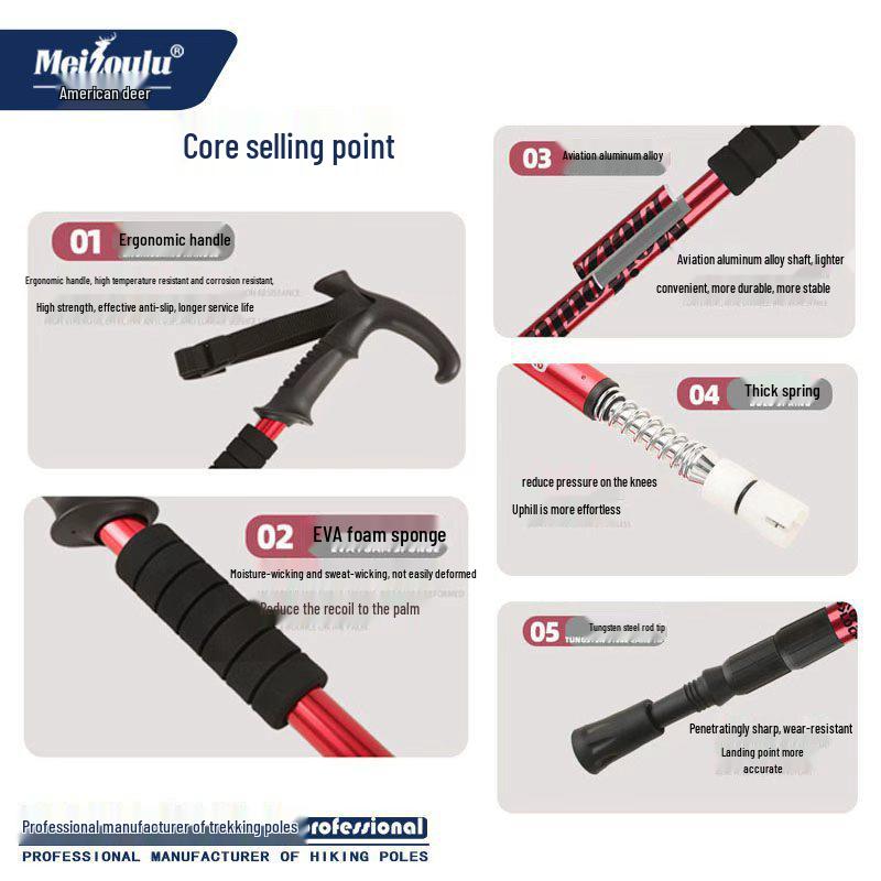 Alüminyum Alaşımlı Yürüyüş Batonları: Dış Mekan Yürüyüşleri İçin Üç Bölümlü Darbe Emici Yürüyüş Bastonları