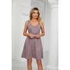 Solid Color Sleeveless Waist-tied Dress, Button Pocket Crew Neck Split Midi Dress, Spring Summer Casual Dress for Women Europe America Cross Border