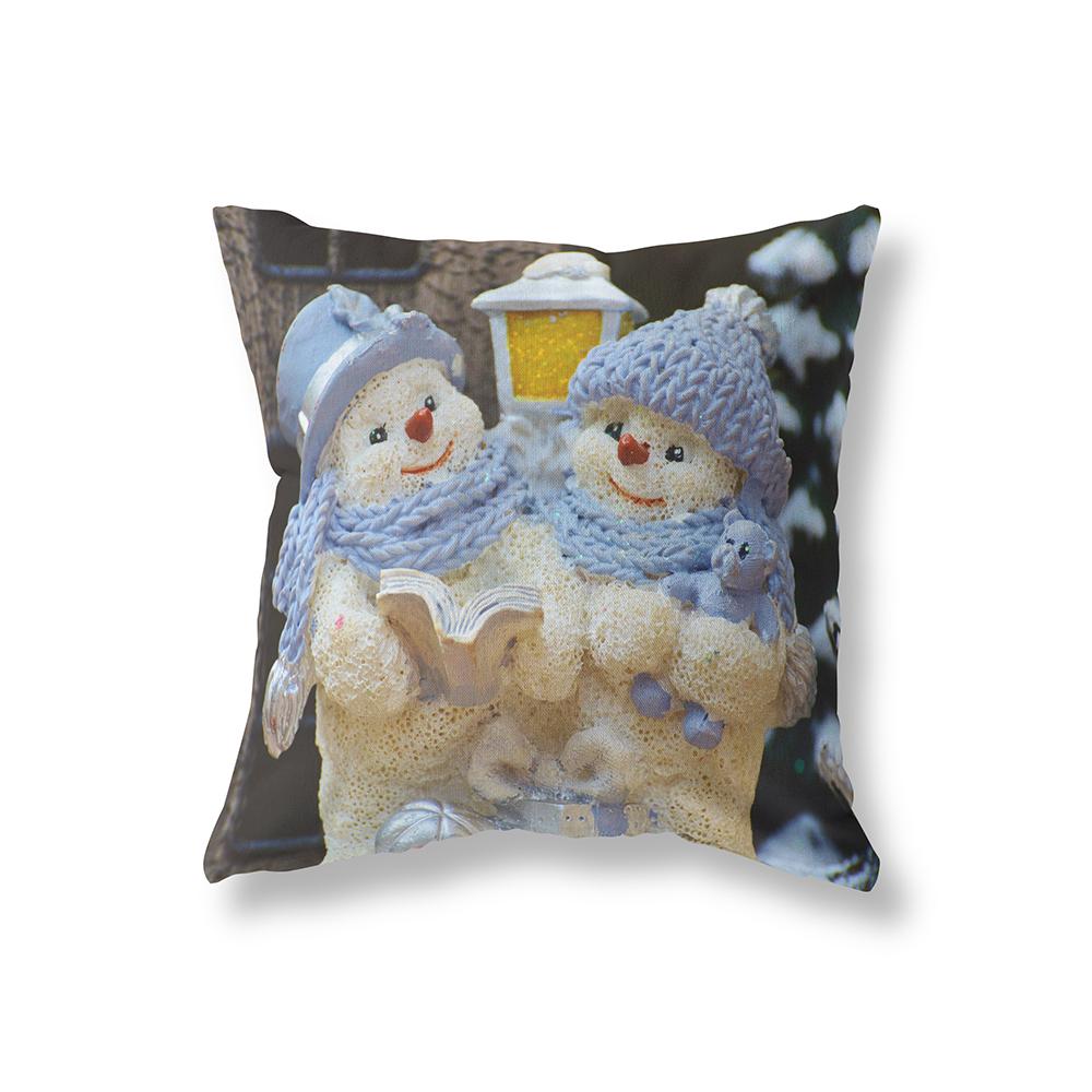 Decor pentru casă, drăguț, om de zăpadă, tema de Crăciun, model de imprimare, husă de pernă din poliester, decor canapea pentru sufragerie, husă de pernă