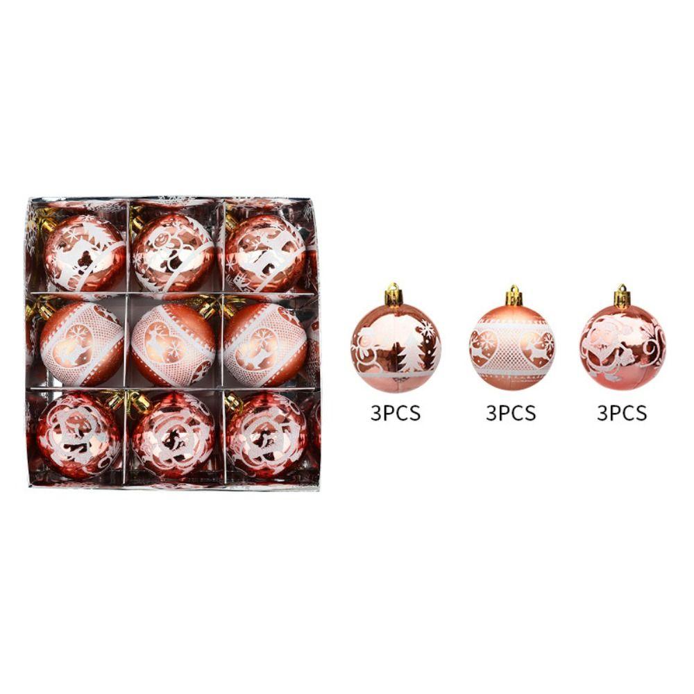 9pcs Plastic Hanging Bauble Ornament Electroplated Xmas Tree Hanging Ornament  Christmas Tree Wreath