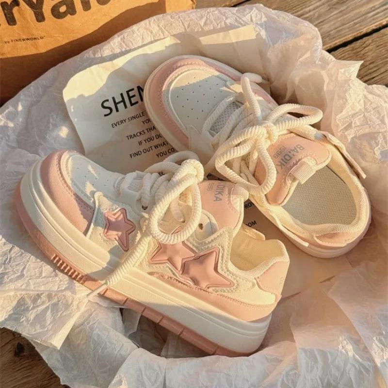 Men Women Summer Spring Autumn Casual Sneakers Platform New Casual Pink Korean Shoes Kawaii Vintage Vulcanize Tennis Female Flats Footwear