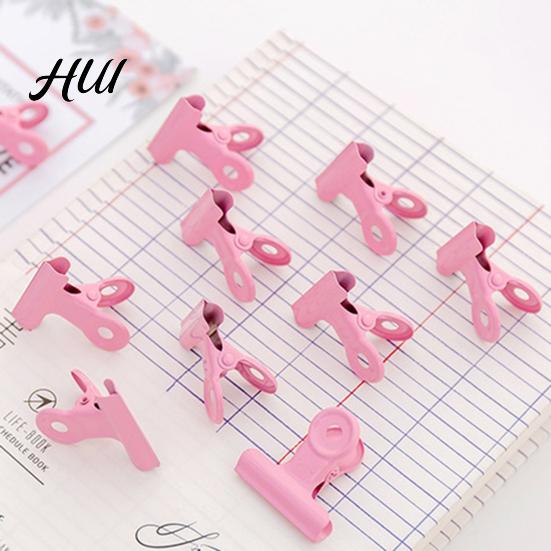 Paper Clamp Metal Clip 8PCS Binder Clips Round Tail Safety Design Stable Clamping Fresh Color Force Macaron Rust Resistant Office School Supplies