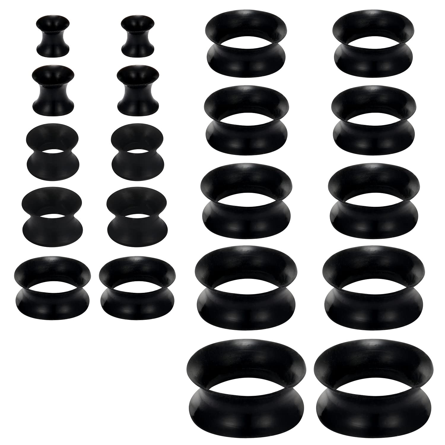 

1 Pair 4-20mm Ultra Thin Silicone Flexible Flesh Tunnel Expander Stretching Gauge Earlets Plug Set Gauges Kit 4mm чорний