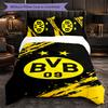 Borussia Dortmund 3-teiliges Bettwäscheset Weiches Bettbezug-Set mit Kissenbezügen Bedrucktes Schlafzimmer-Deko-Set für Zuhause