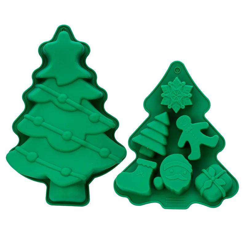 Christmas Silicone Mold Bakeware DIY Chocolate Biscuit Mold Christmas Tree Snowman Gifts Baking Tool Cake Decoration Accessories
