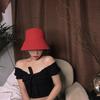 French Retro Black And White Red Bell Bucket Hat Women'S Summer Sunshade Vacation Beach Versatile Fisherman Basin Hat Straw Hat