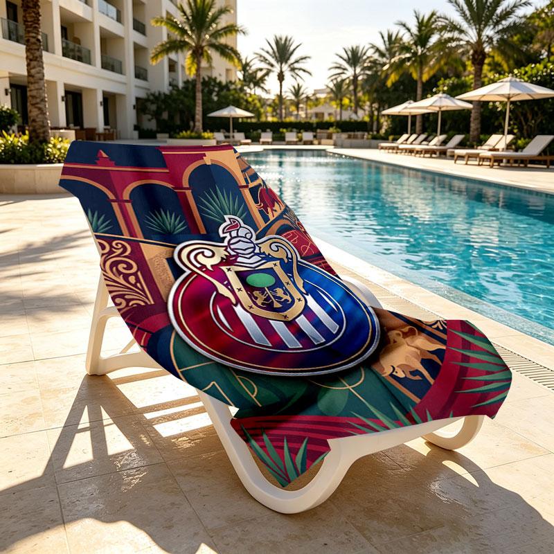 Club Deportivo Guadalajara Print Beach Towel Design, Soft, Lightweight. for Home Bathroom, Spa, Pool, Yoga, Surfing, Camping, Gift for Family, Friend