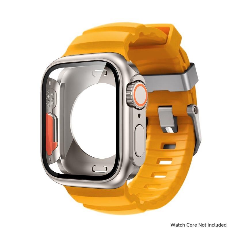 Silicone Strap For Apple Watch 44mm 45mm 46mm Bracelet+Screen Protectores Change To Ultra For iWatch Series 11 10 9 8 7 SE 6 5