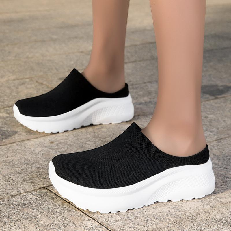 Casual shoes breathable fly-woven socks shoes wide last couple models one pedal platform sneakers half drag