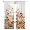 Dragonfly Flowers Curtain Living Room Voile Window Blinds Bedroom Tulle Drape Kitchen Cortinas Hall Curtains Light Filtering Polyester Ideal For Great