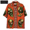 Orange 21 Stainless Steel Skull Aloha Shirt/Open Collar Shirt Tops L OrangeUsed