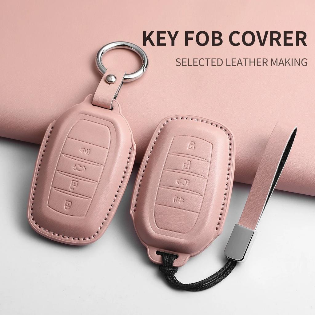 PU Car Remote Key Case Cover For Toyota Fortuner CHR Hilux Camry Land Cruiser 200 RAV4 Highland Corolla Crown Keychain Holder