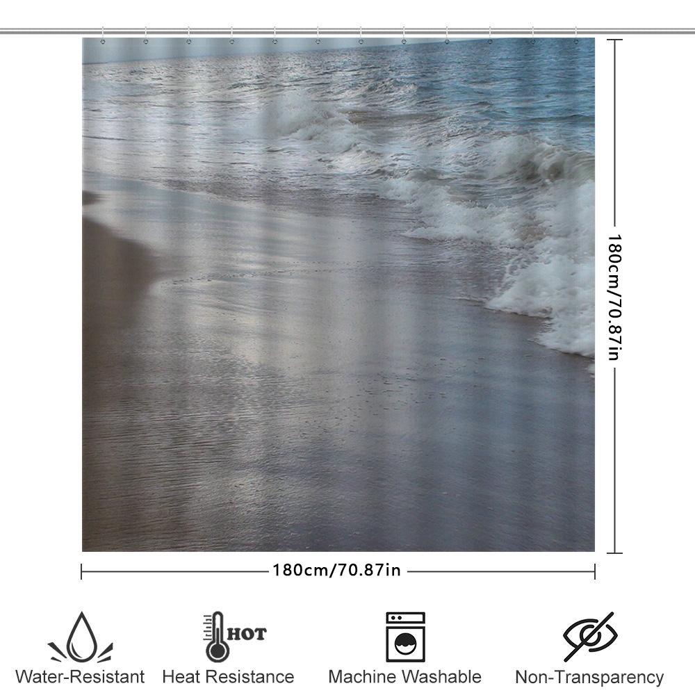 Duschvorhang im Strand-Design mit 3D-Ozeanwellen für Badezimmer-Deko-Accessoires Wasserdichte Stoffeinlage enthalten (Für dich: W7