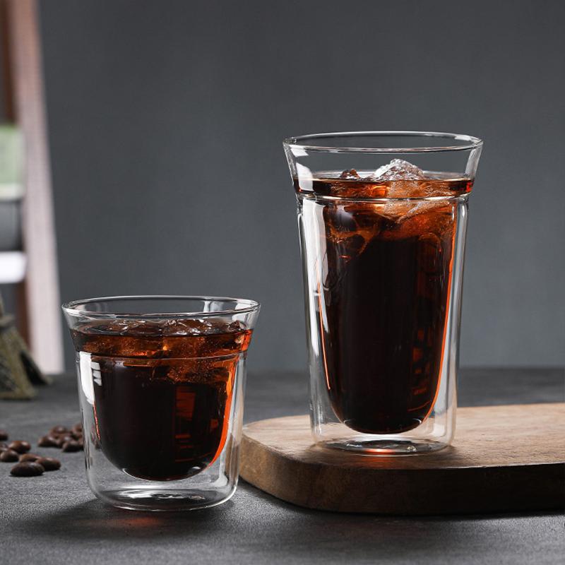 FOME 1/2pcs Double-walled Glass Coffee Cup Clear Insulated Espresso Cups Heatresist Milk Teacup Brandy Wine Drinking Glasses