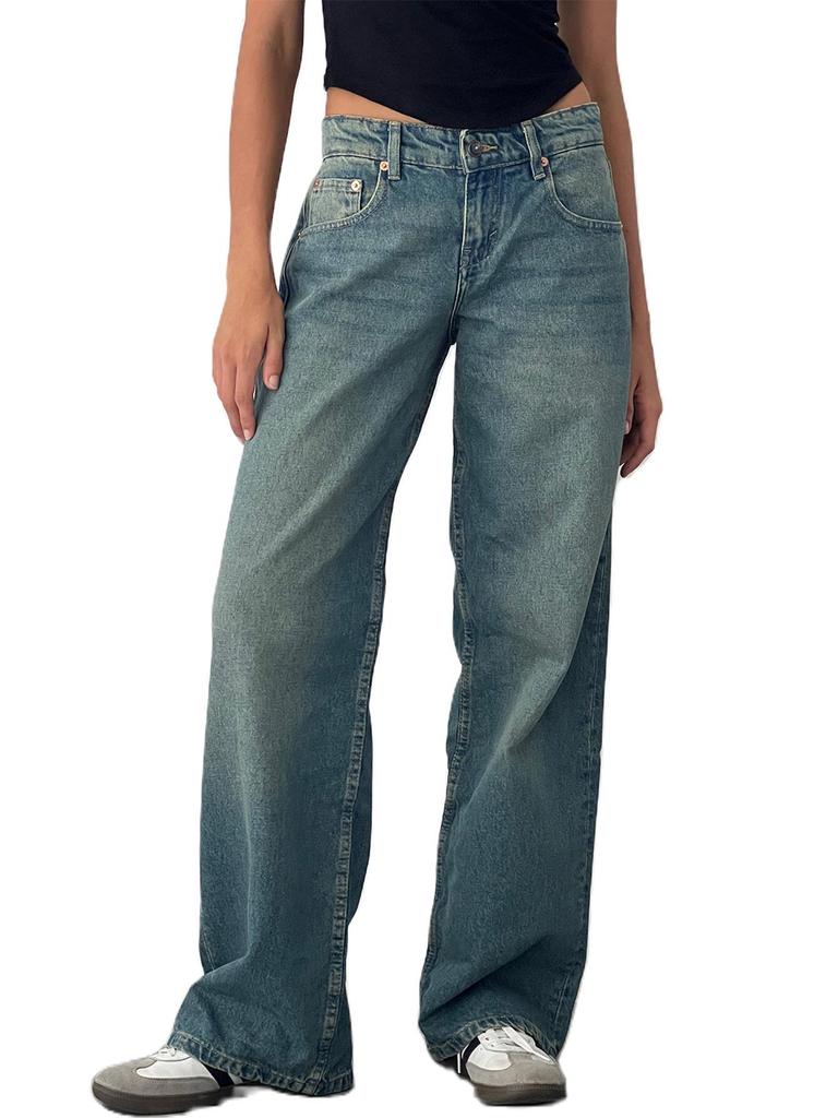 Jeans dritti in denim da donna di alta qualità europei e americani