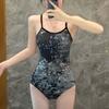 High-quality Black Sequined One-piece Triangle Racing Swimming Suit Women With Chest Pad Double-layer Slim Slimming