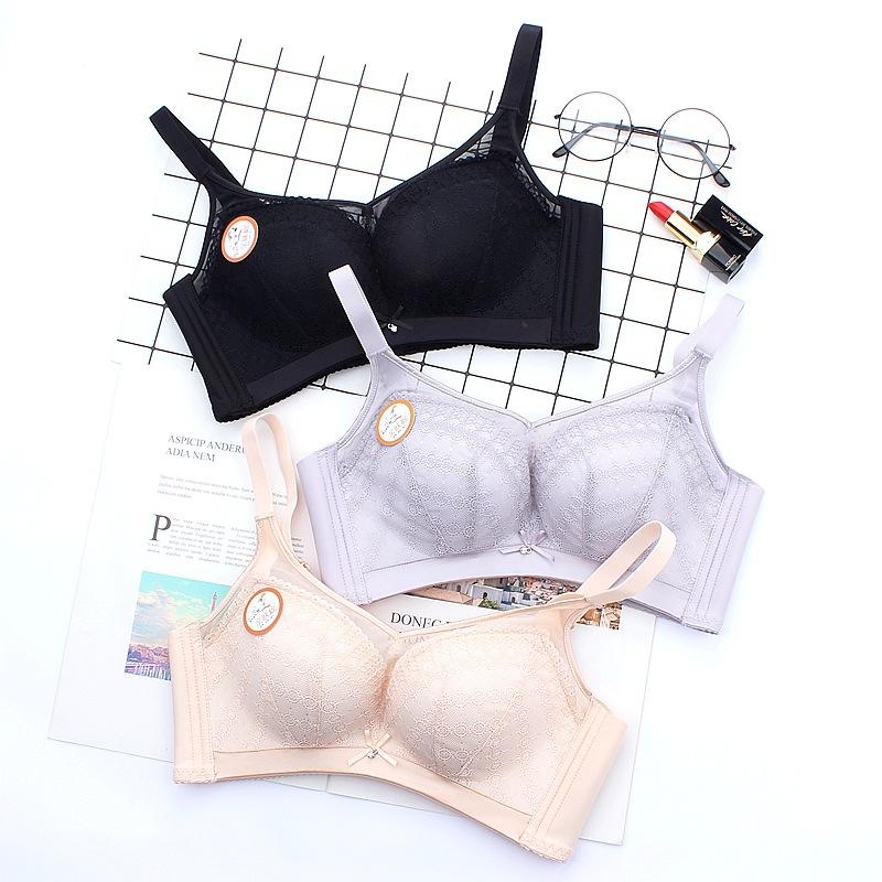 Steelless bra comfortable gather lace lace medium thickness small chest women's underwear close breast bra