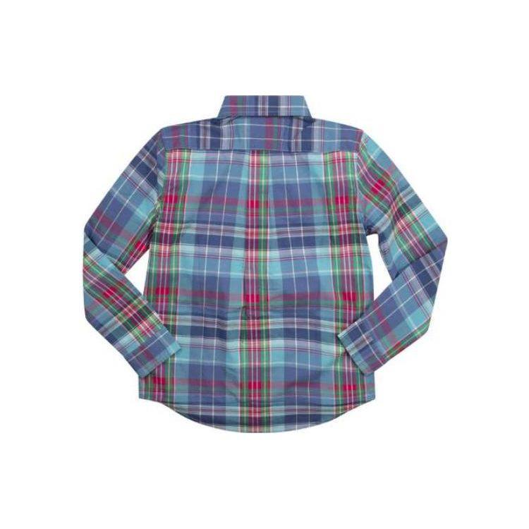 Polo Ralph Lauren Kids SS23 Plaid Color Block Button-Down Long Sleeve Shirt Kids Shirts Blue 323862260-018