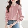 Black Fungus Collar White Shirt for Women Long-sleeved Spring Clothes New Pure Cotton Embroidered Top Slim-fitting Shirt