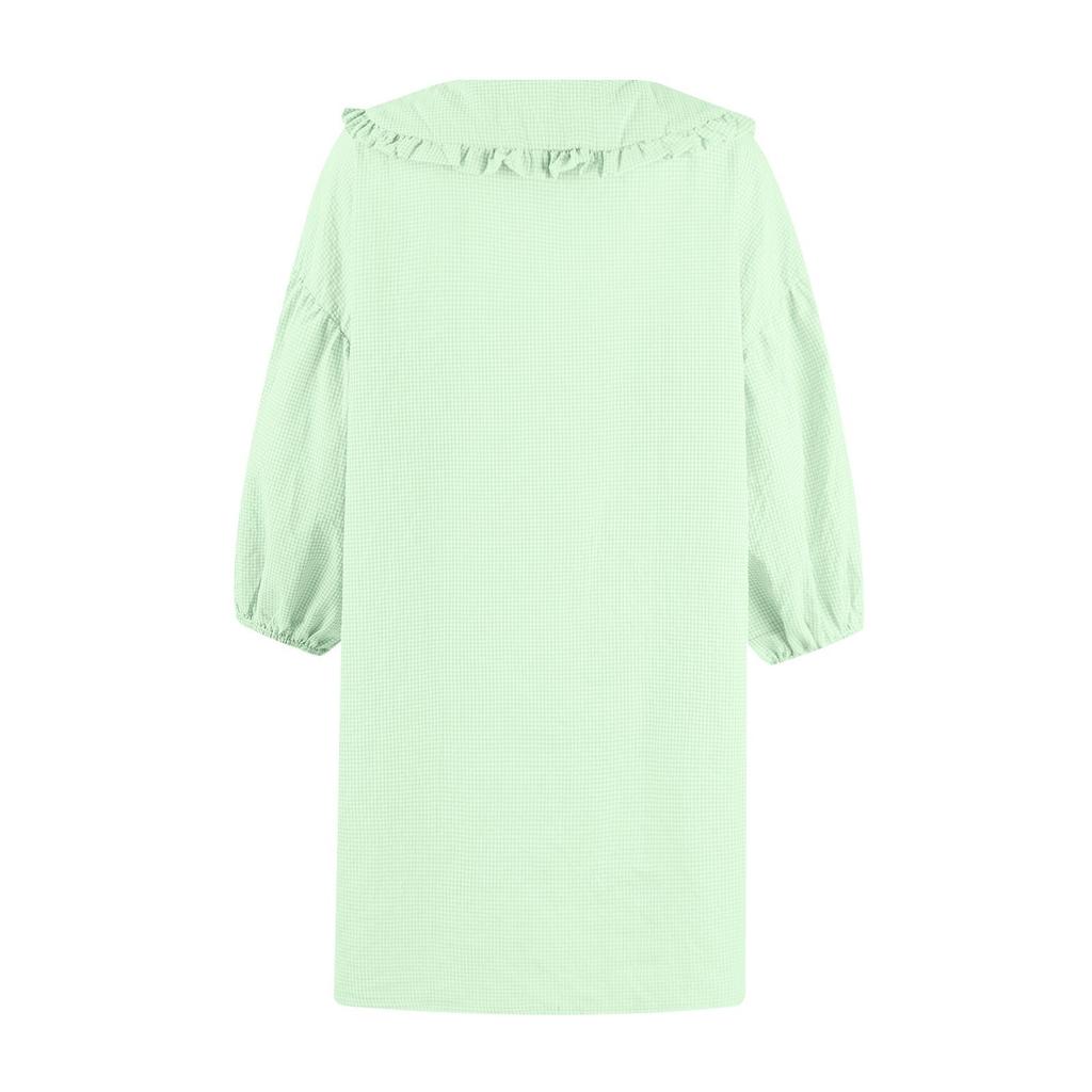 Women's Fashionable And Casual Puff Sleeve Lapel Doll Collar Loose Dress