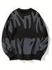 Fashion Loose Printed Knitted Sweater Autumn Korean Style Jacquard Knit Sweaters Casual Simple Round Neck Tops Pullover Casual Long Sleeve Clothing