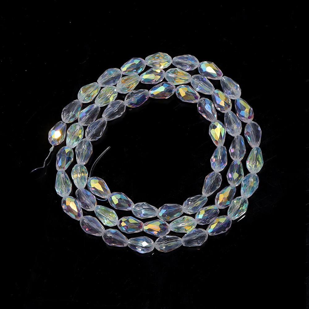 1 Strand AB Colored Crystal Faceted Beads Droplet Shaped Loose Spacer Glass Beads For DIY Fashion Bracelet Necklace Accessories