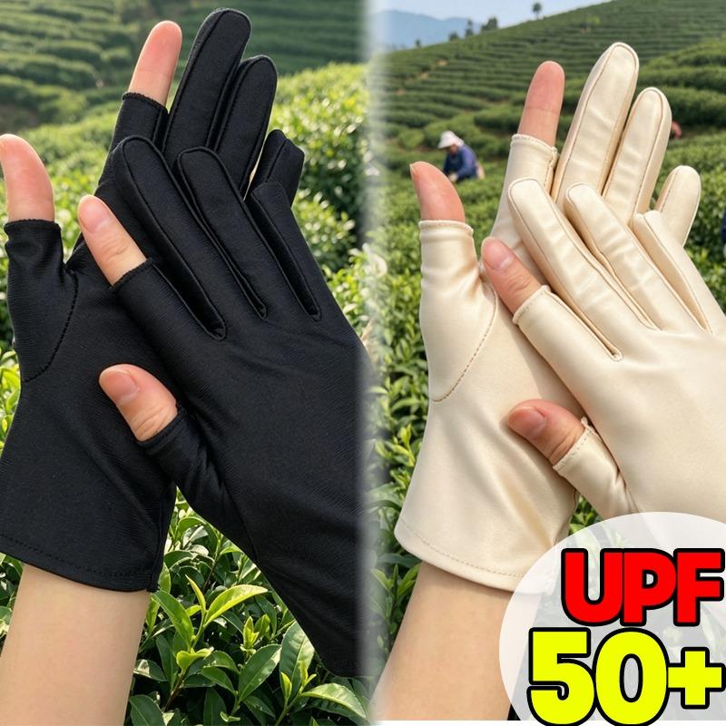 Ice Silk Cooling Sun Protection Gloves for Cycling Sports UPF 50 Plus Ultra Thin Breathable Elastic Mittens for Men Women Summer 6