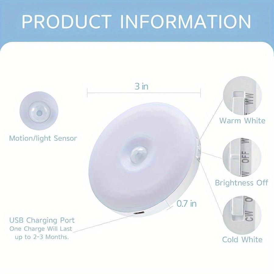 Pachet de 6 lumini de noapte LED cu senzor de mișcare, reîncărcabilă prin USB, lampă de perete fără fir pentru uz casnic și în aer liber