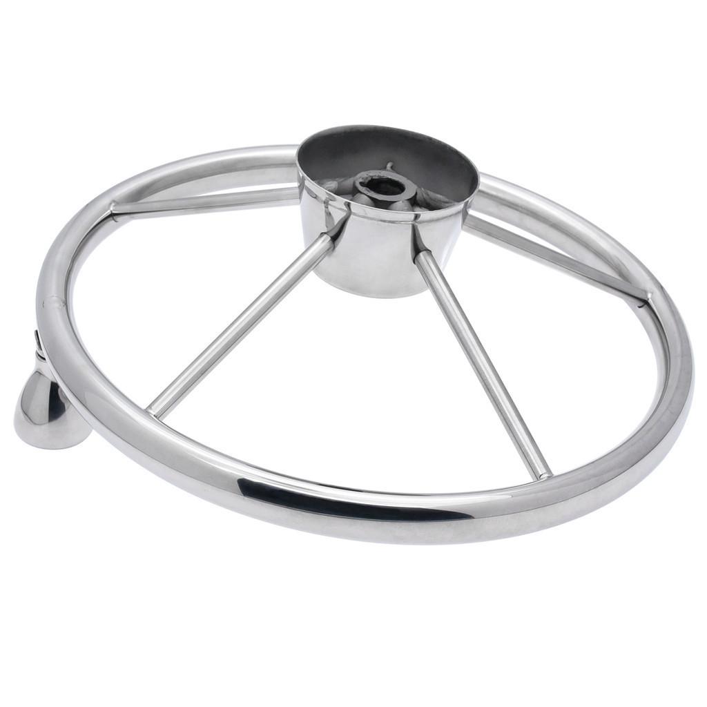 5-Spoke Stainless Steel Boat Steering Wheel with Black Polyurethane Foam Non-Slip Anti-Sweat Marine Accessories