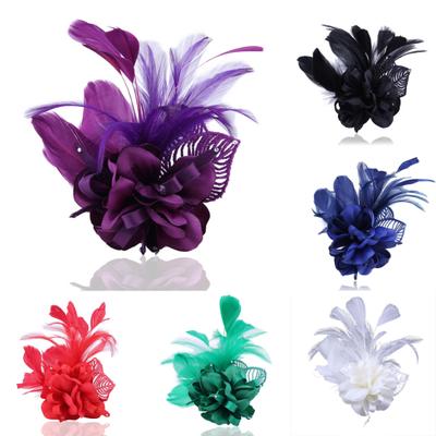 Brooch Badge Elegant Matching Wear-Resistant Handmade Fabrics Feather Brooch Scarf Decoration