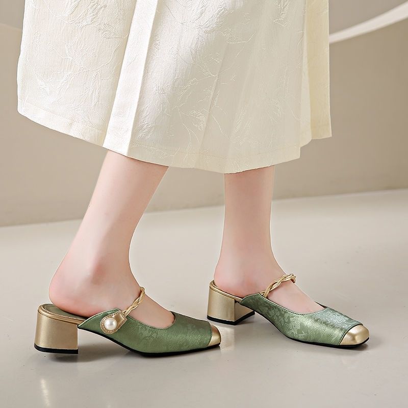 Baotou Sandals Women's Summer All-match French Thick-heeled Single Shoes with Skirt Fairy Style Mary Jane Women's Shoes
