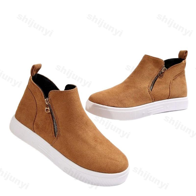 Large Size Women High Help Shoes 2025 Autumn Winter New Comfortable Non Slip Flats Outdoor Height Increase Casual Shoes