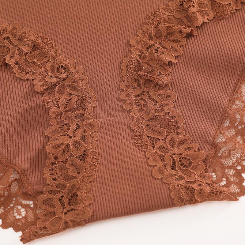 1pcs Women's High Waisted Plus Size Lace Spliced Cotton Underwear, Full Coverage Fashionable, Breathable, Soft and Comfortable Women's Underwear