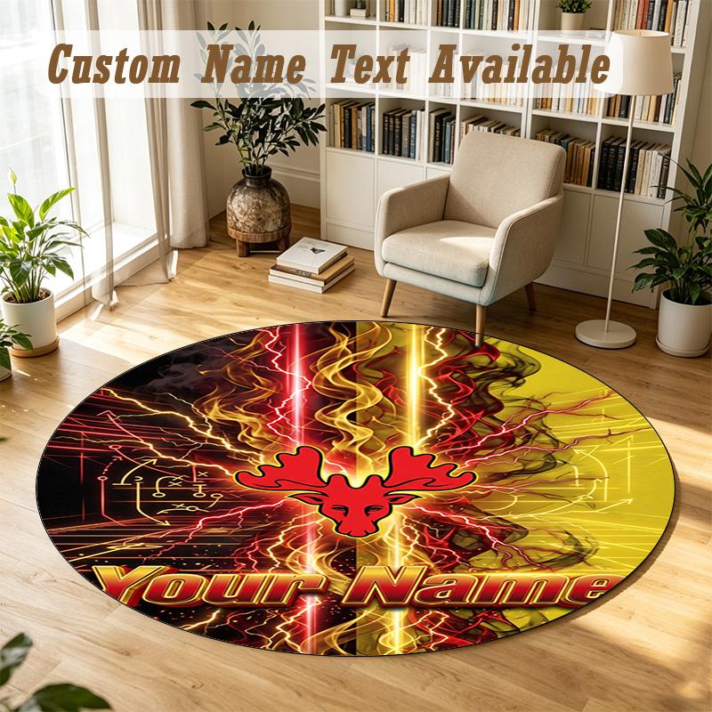 Round Rug Custom NameWatford FC Pattern Non Slip Carpet Home Floor Decor