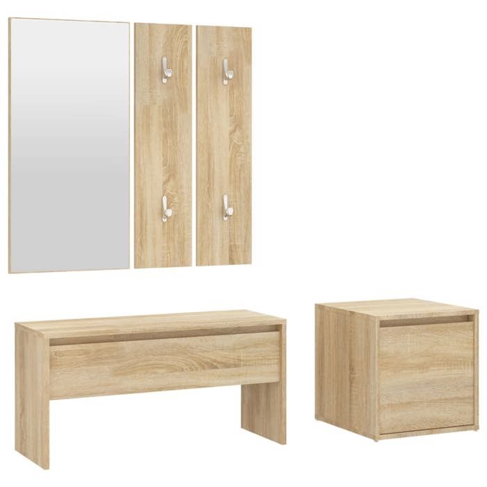 VidaXL Ensemble de Meubles de Couloir Banc d'Entrée Siège Panneau de Portemanteau Meuble de Rangement Intérieur Chêne Sonoma 3082047