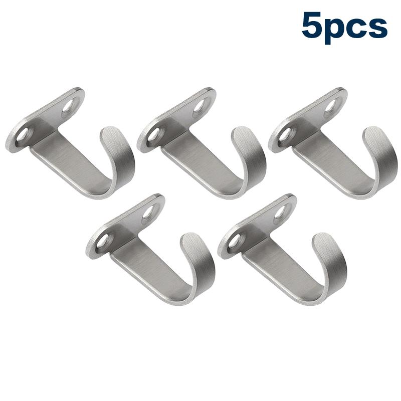 5Pcs Stainless Steel Screw Mounted Ceiling Hooks, Under-Shelf Towel, Heavy Duty Hanger For Bathroom Cabinet Garage