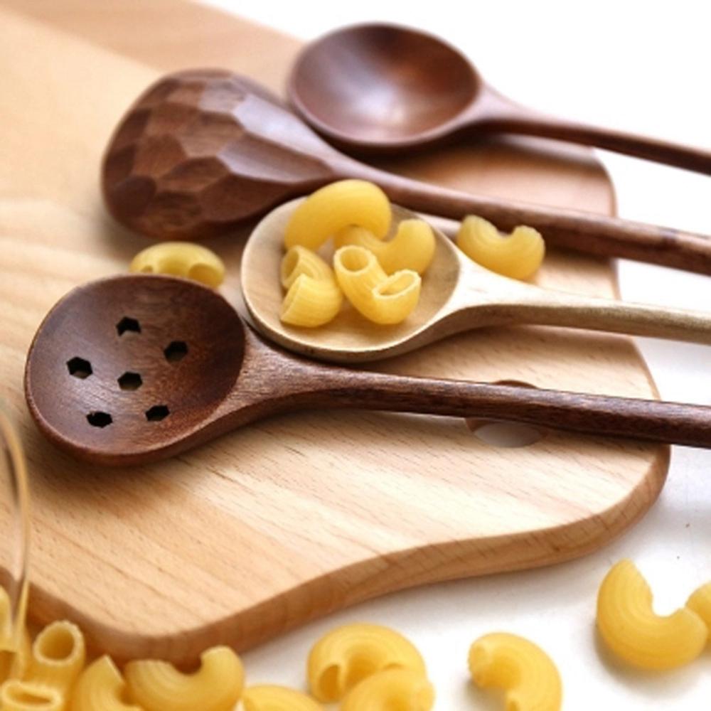 Durable Solid Wood Sauce Scoop for Kitchen Cooking Utensil Colander Tableware Soup Spoon Stir Spoon