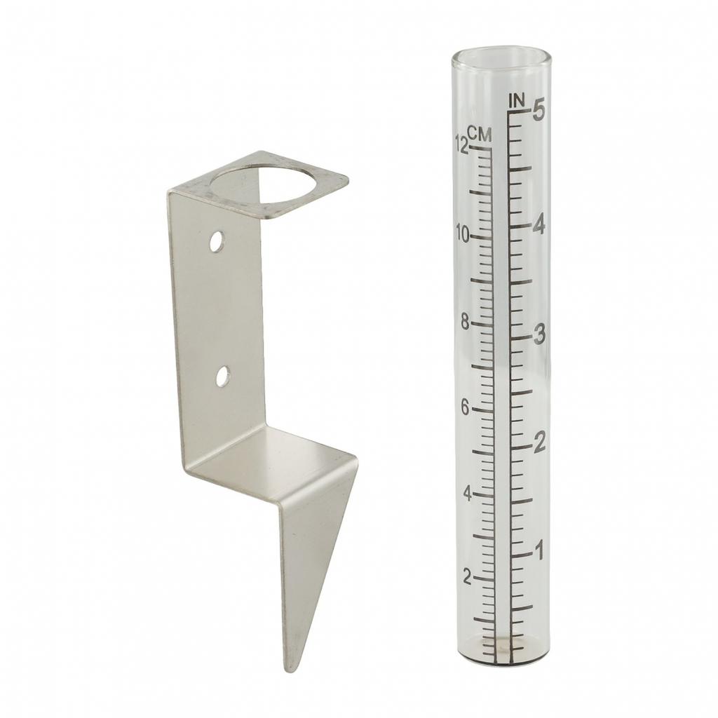 5 Inch Weatherproof Glass Rain Gauge with Sturdy Stainless Steel Frame