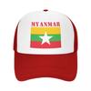 Custom Myanmar Flag Baseball Cap Women Unisex Personalized Breathable Trucker Hat Outdoor Snapback Dad Hats