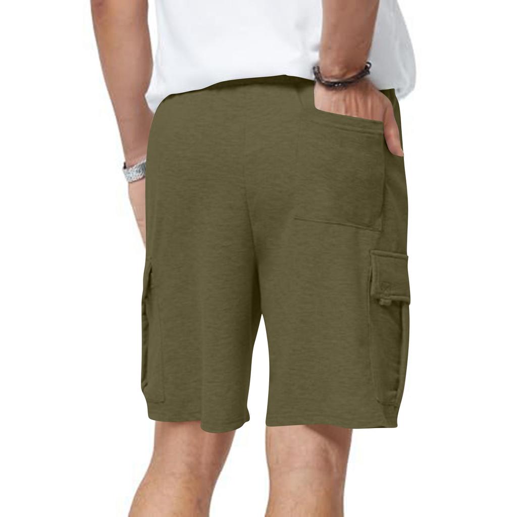 Men Casual Relaxed Fit Drawstring Waist Shorts with Multiple Pockets for Sports and Activities Lightweight Material