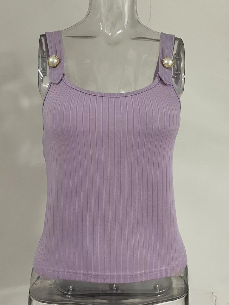 Women's Backless Tops Sexy Ribbed Short Double-breasted Backless Outing Camisole Slim Fit Clothing