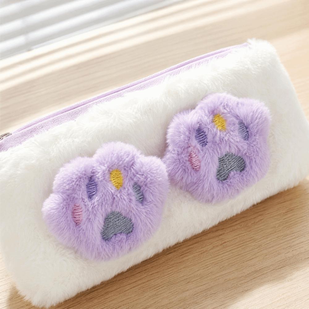 Large Capacity Fluffy Pen Bag Zipper Closure Lipstick Case Pencil Storage Case Office Stationery