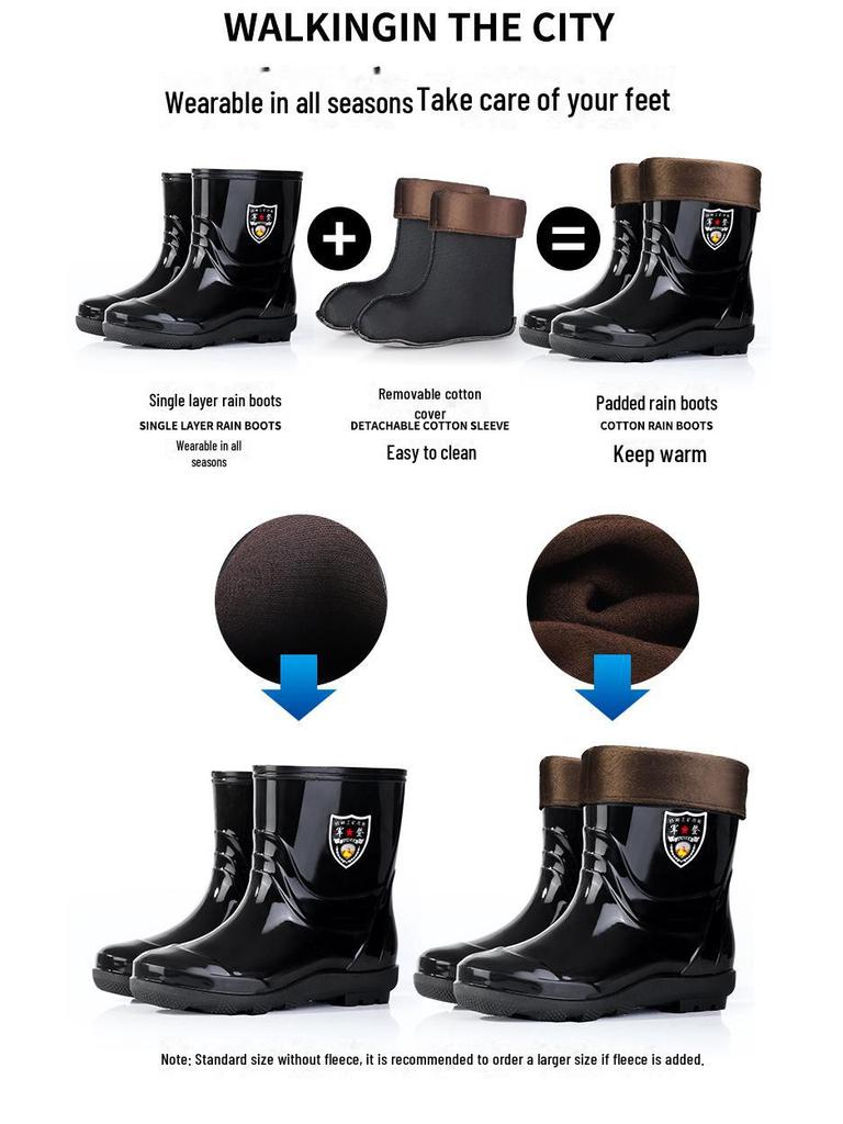 Men's Extra Large Waterproof Non-Slip Fishing Boots: Thick, Wear-Resistant, Warm, High-Cut Rain Boots