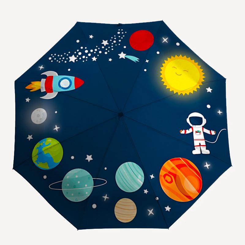 

1 шт. Автоматический складной зонт «Космическое приключение», Компактный дорожный зонт, Прочный каркас на 8 спицах - Идеальный подарок для друзей yy251118084