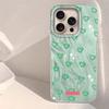 Green Love Heart Bow Feather Texture Phone Case for iphone 16 15 14 7 8 Plus 13 Pro Max X XS XR SE 2022 Silicone Shell TPU Cover