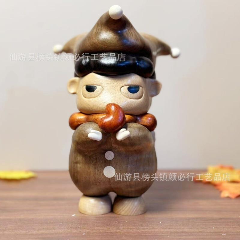 

NEW Cute Cartoon Animal Figures book nook Ornaments Walnut Carving Crafts For Home Living Room Decor Interior accessories Gifts