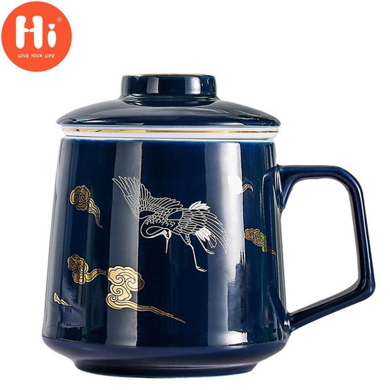 Keramický oddělovací šálek na čaj Porcelánové ručně malované šálky s filtrem Kreativní barevná glazura Kancelářský hrnek na vodu Nádobí na pití